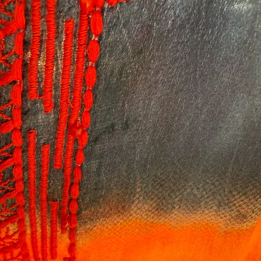 Desigual Red and Orange Tie-Dye Style Embroidered Beaded Blouse - Picture 7 of 7